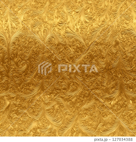 光沢のある金箔のレリーフテクスチャ 127034388