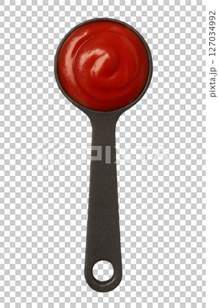 盛滿番茄醬的量匙切出背景 127034992