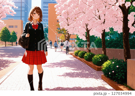 桜咲く春の女子学生 127034994