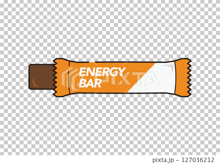 Illustration of an opened energy bar, chocolate, front 127036212