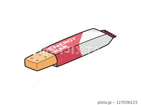 開封したエナジーバーのイラスト　プレーン 127036215