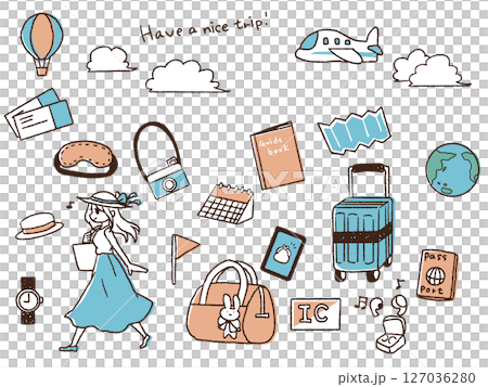 Pen-drawn travel illustration set 127036280