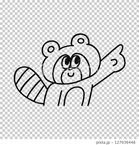 Tanuki pointing line drawing Tanuki pointing line drawing 127036446