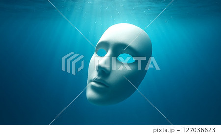 水中に沈む白い仮面の静寂 127036623