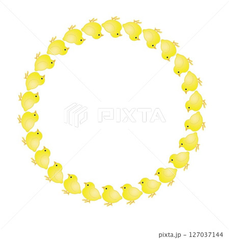 ひよこの円形飾り枠イラスト 127037144