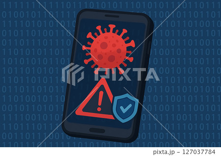 スマホにウイルス警告が出た危険な状態のイラスト 127037784