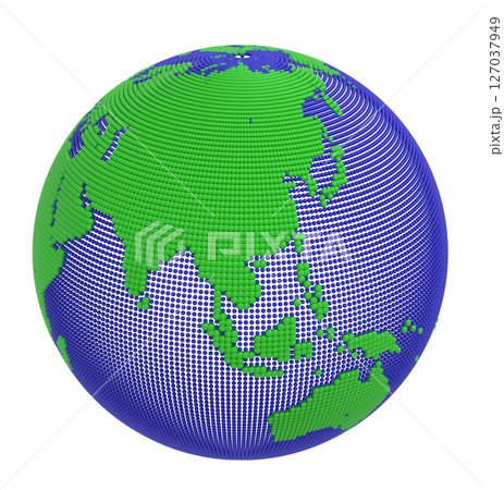 ドットでできた地球のミニチュア素材 アジア ドットでできた地球のミニチュア素材 アジア 127037949