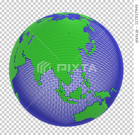 ドットでできた地球のミニチュア素材 アジア ドットでできた地球のミニチュア素材 アジア 127037949