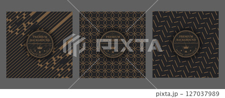 A luxurious pattern. Premium background for interior decoration, textiles, packaging and backgrounds. Golden ornament on a dark background. Creative design idea 127037989