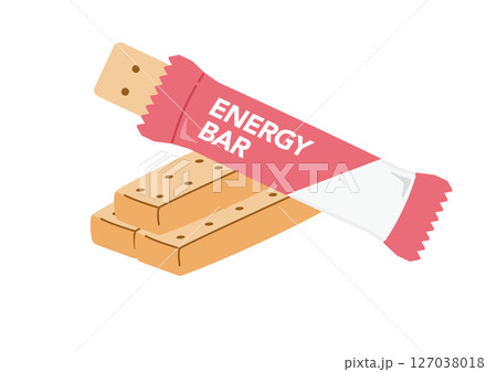 開封したエナジーバーのイラストセット　プレーン 127038018