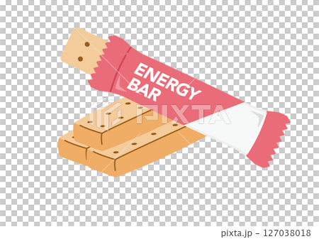 開封したエナジーバーのイラストセット　プレーン 127038018
