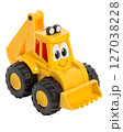Cheerful Yellow Toy Digger with Smiling Face and Big Eyes Ready to Play 127038228