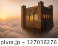 浮遊する中世の石造図書館と雲海に差し込む朝日 浮遊する中世の石造図書館と雲海に差し込む朝日 127038276