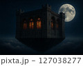 夜空に浮かぶ中世の図書館と満月のリアルな風景(写真風) 夜空に浮かぶ中世の図書館と満月のリアルな風景(写真風) 127038277