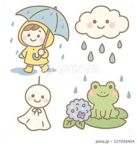 雨・梅雨のイラスト素材 雨・梅雨のイラスト素材 127038404