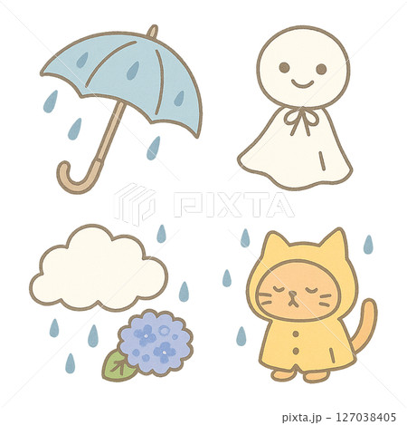 雨・梅雨のイラスト素材 127038405