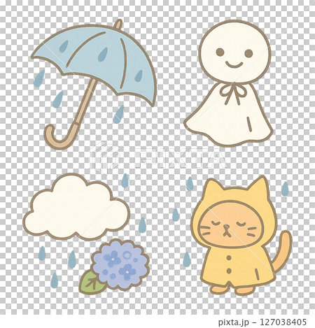 雨・梅雨のイラスト素材 127038405