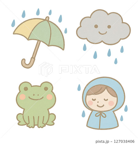 雨・梅雨のイラスト素材 127038406