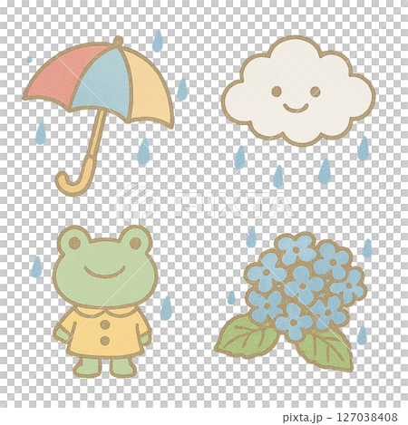 雨・梅雨のイラスト素材 127038408
