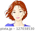 青いセーターの微笑む女の子 127038530