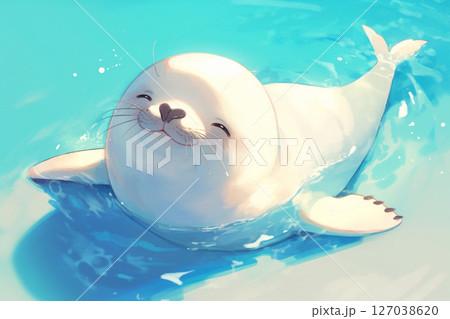 わたしはわたしで輝く/アザラシと貝殻/原画イラスト 浅瀬で泳ぐあざらしのイラスト素材 [127038620] - PIXTA