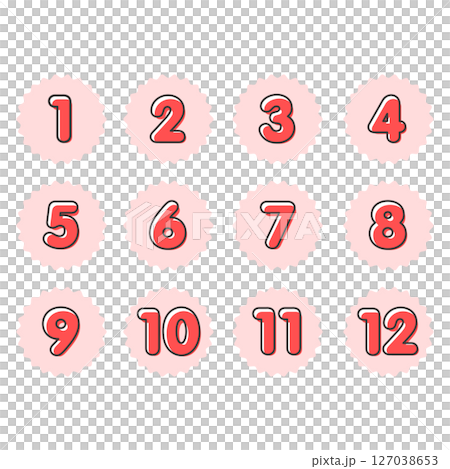 かわいい赤とピンクの版ズレ数字のアイコンセット 127038653