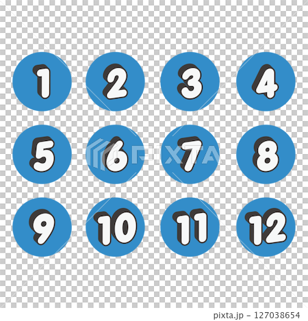 流行3D數位圖示設定藍色 127038654