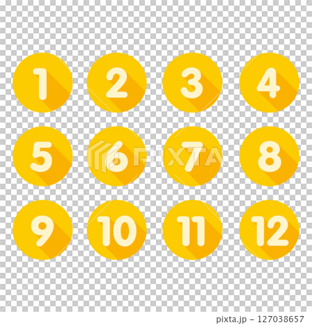 簡單的長陰影數字圖示設定黃色 127038657