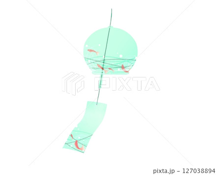 風に揺れる風鈴(緑) 風に揺れる風鈴(緑) 127038894