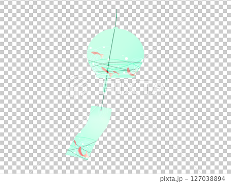 風に揺れる風鈴(緑) 風に揺れる風鈴(緑) 127038894