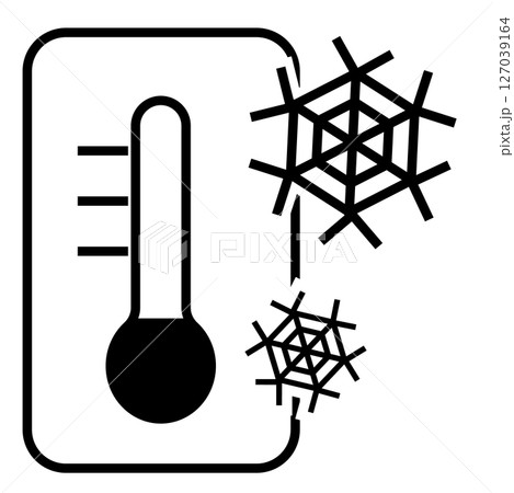 雪の結晶付き温度計アイコンのイラスト 127039164