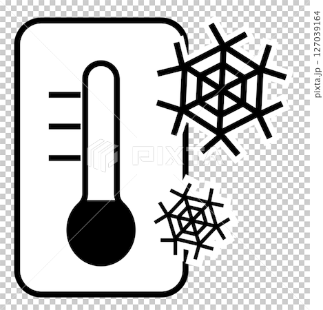 帶有雪花的溫度計圖示的插圖 127039164