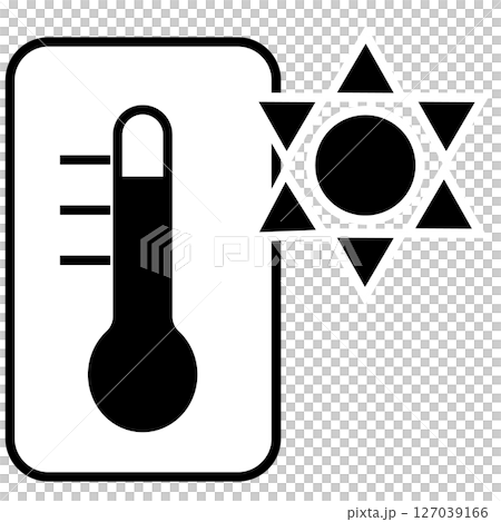 帶有太陽符號的高溫溫度計圖示的插圖 127039166
