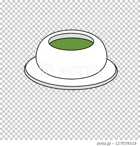 A white bowl with green liquid in it A white bowl with green liquid in it 127039318