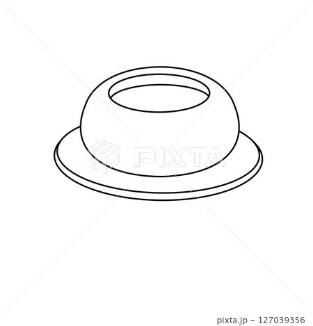 A white hat with a black rim 127039356