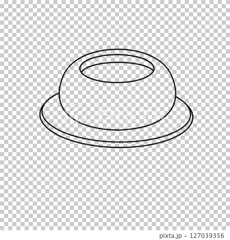 A white hat with a black rim 127039356