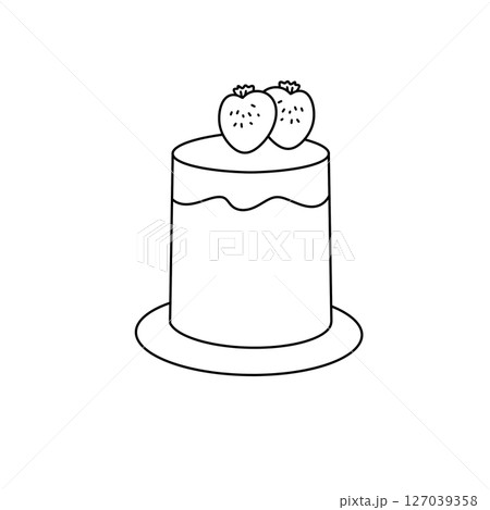 A cake with two strawberries on top A cake with two strawberries on top 127039358