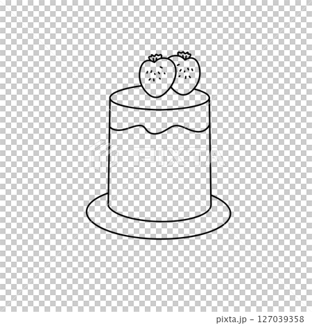 A cake with two strawberries on top A cake with two strawberries on top 127039358