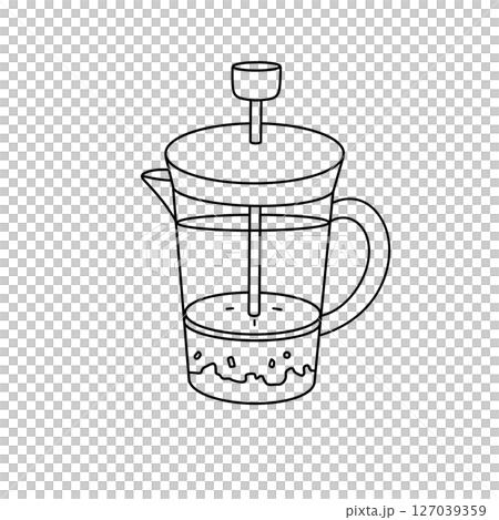 A coffee press with a handle and a spout 127039359