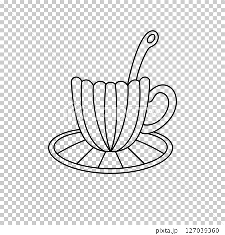 A cup with a spoon on top of it 127039360