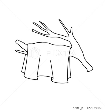 A white background with a tree branch and a piece of cloth A white background with a tree branch and a piece of cloth 127039489