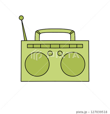 A green radio with a green handle 127039518