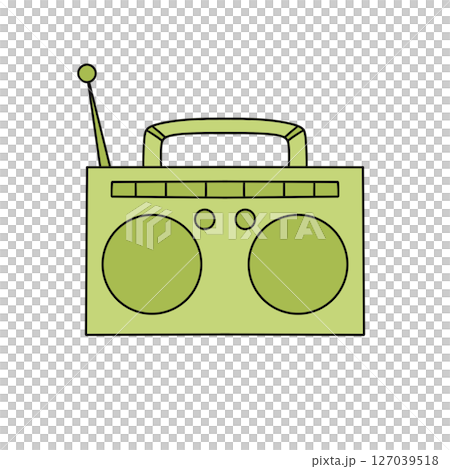 A green radio with a green handle 127039518