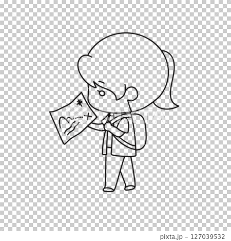 A girl is holding a map and looking at it 127039532