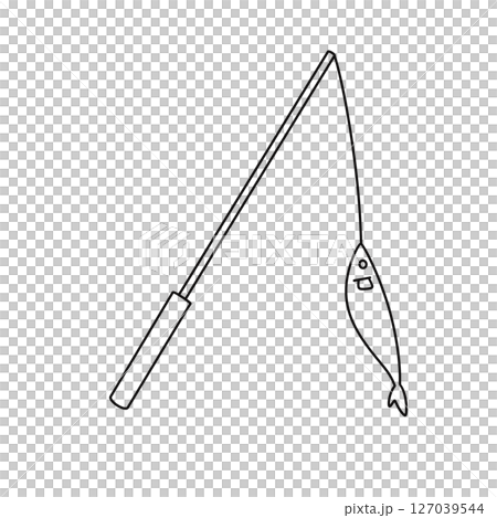 A fishing pole with a fish on the end of it A fishing pole with a fish on the end of it 127039544