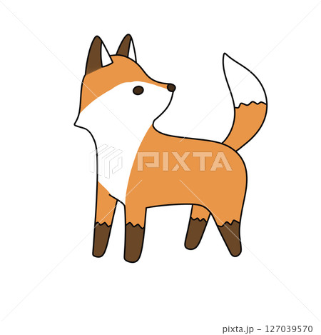 A cartoon fox is standing on a white background 127039570