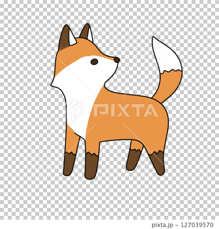 A cartoon fox is standing on a white background 127039570