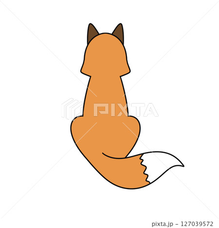 A cartoon fox is sitting on its back legs 127039572