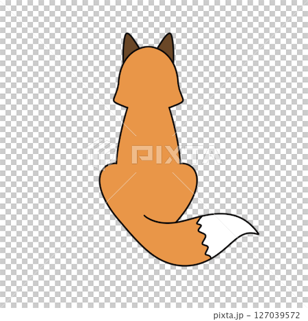 A cartoon fox is sitting on its back legs 127039572