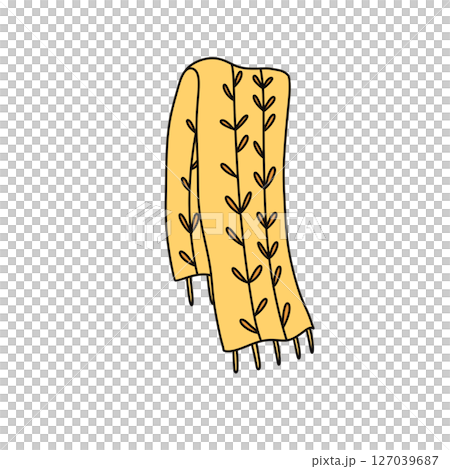 A yellow scarf with leaves on it A yellow scarf with leaves on it 127039687